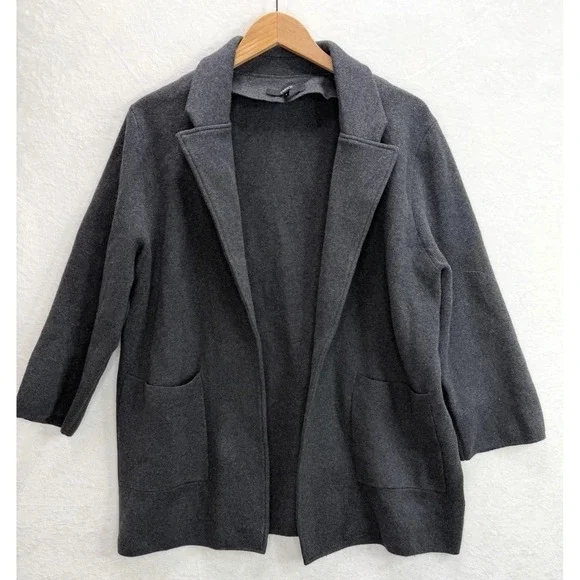 Quince Women's Organic Cotton Knit Blazer in Charcoal Size Large - Picture 1 of 7